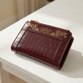 HAVENGOTT Royal Burgundy Croc-Embossed Compact Wallet