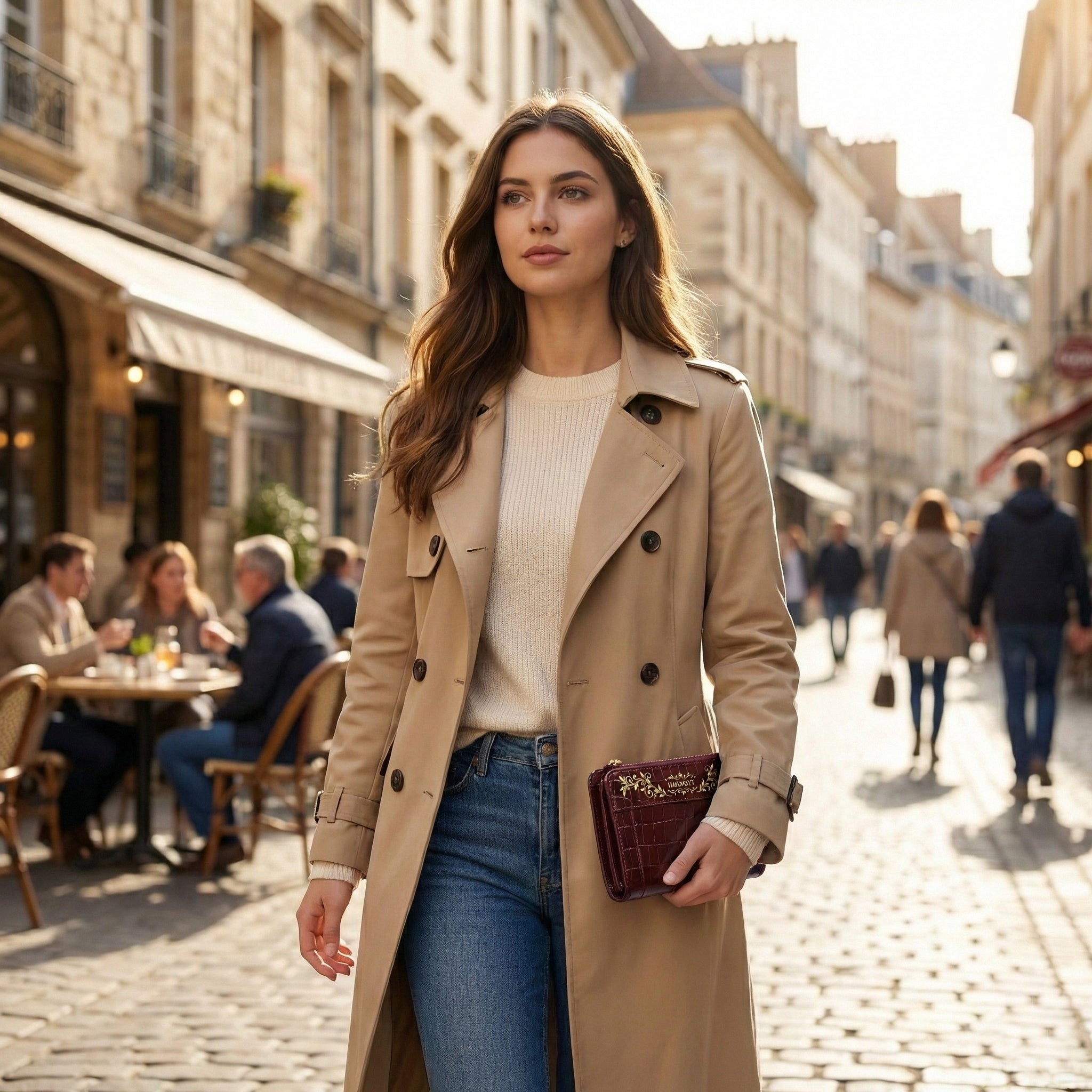 HAVENGOTT Royal Burgundy Croc-Embossed Compact Wallet