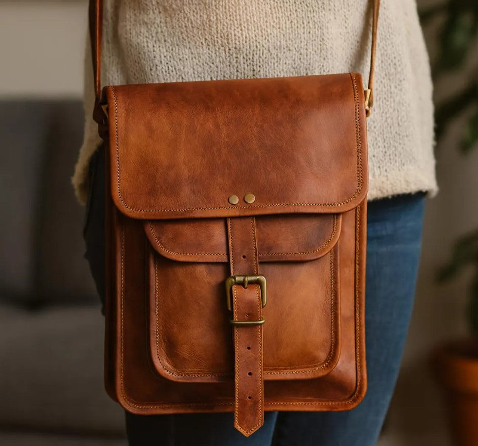 Handmade Vintage Leather Crossbody Bag