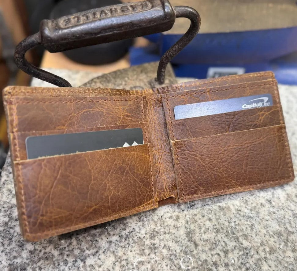 Ostrich Bifold Wallet, Handmade Full Grain Leather
