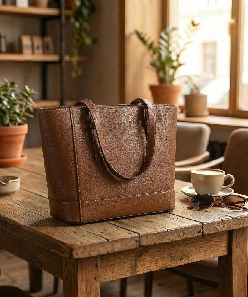 HAVENGOTT Classic Cognac Tote Bag – Genuine Full-Grain Leather